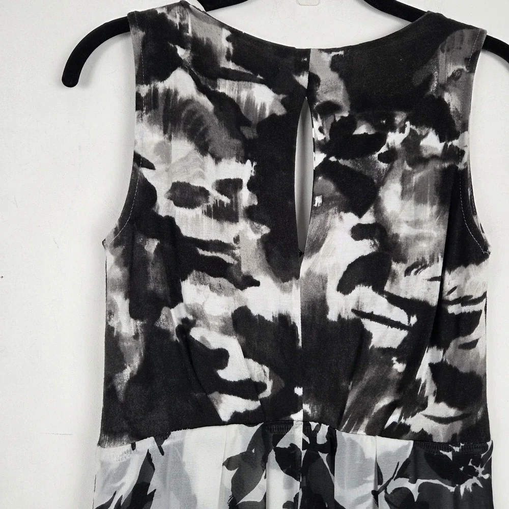 Simply Vera Vera Wang XS Black White Floral High Low Sleeveless Dress Vacation - Picture 5 of 11